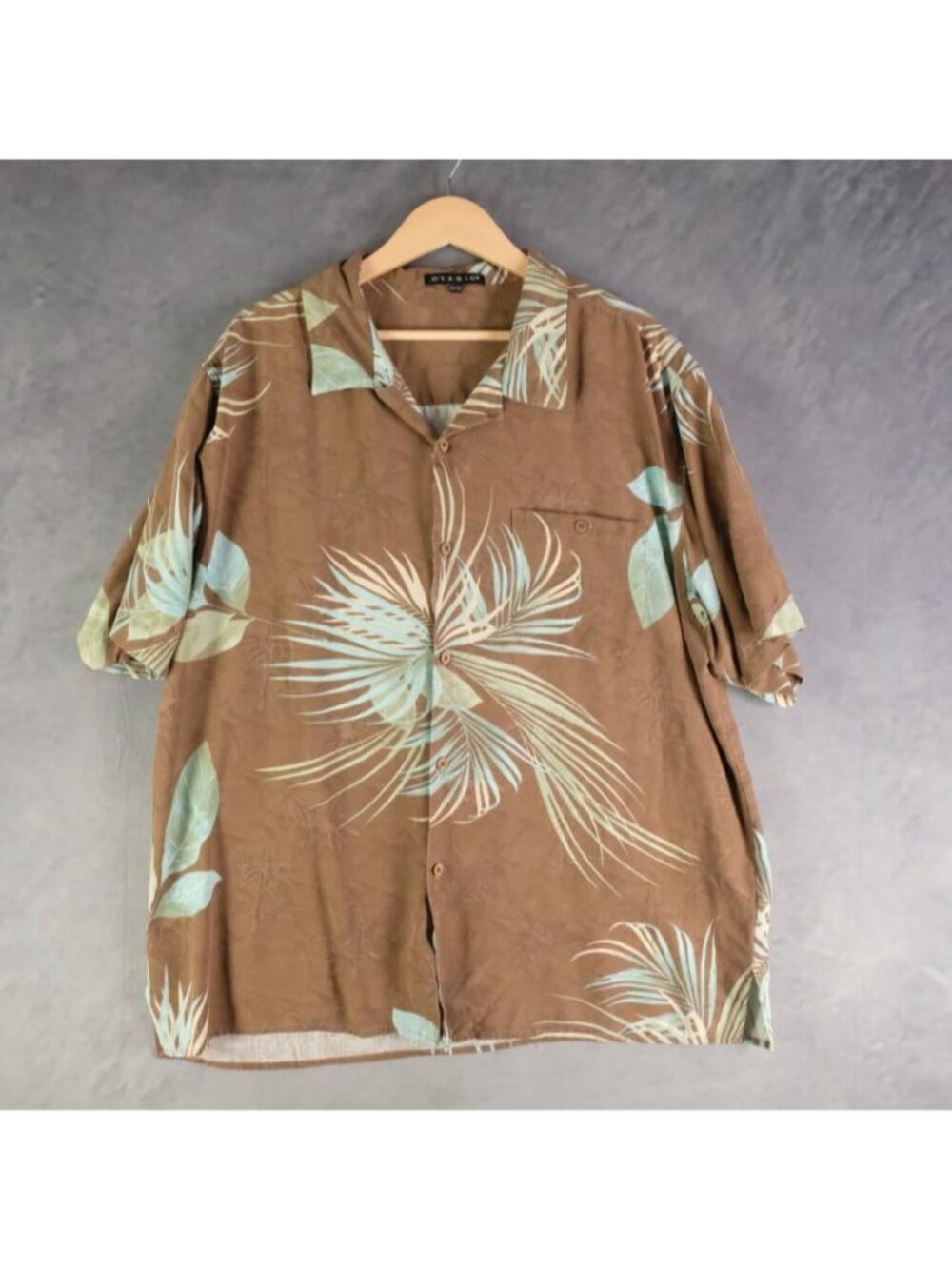 Vintage Hawaiian Shirt Mens XXL 2XL Brown Tropical Floral Silk Button Up